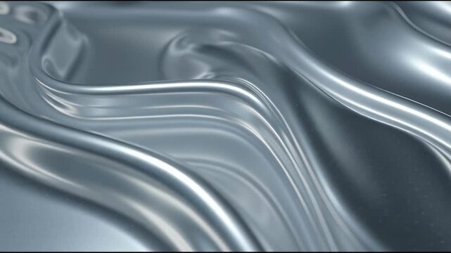Abstract silver fabric background with flowing waves and soft reflections