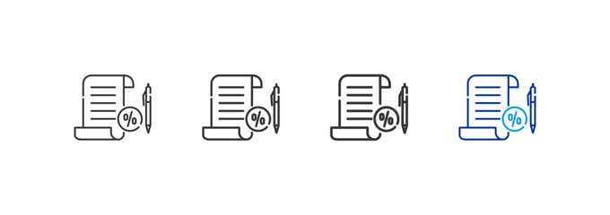 tax icons with different thickness and color lines on a white background