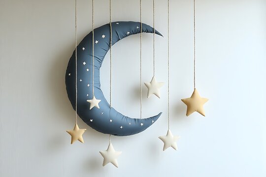 Celestial moon and stars baby mobile nursery decor hanging art high resolution photo