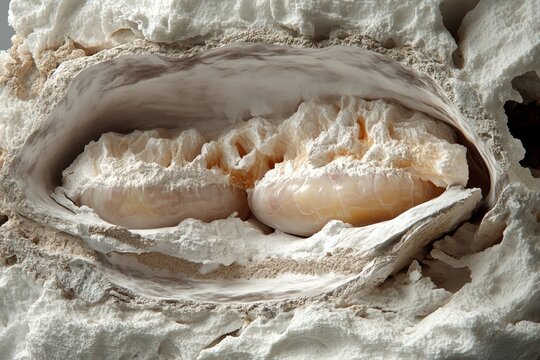 Selective focus. Digital 3D rendering of Echinococcus cyst for medical visualization, biology and healthcare