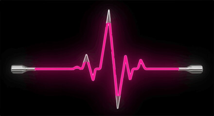 Vibrant pink pulse line glowing against a dark background, symbolizing life and energy