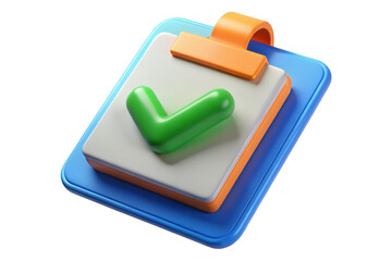 3d rendered clipboard with green check mark, task completion, approval, validation, isolated on transparent background