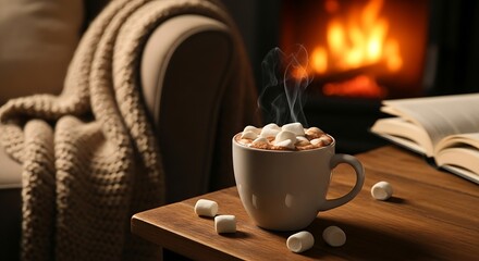 Cozy Winter Evening - Hot Chocolate by the Fireplace.