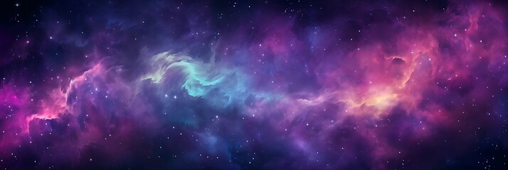 Fototapeta premium Cosmic beauty: A breathtaking view of a vibrant nebula with colorful hues