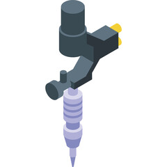 Gray And Purple Tattoo Machine Illustration On White Background