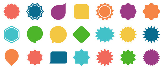 Set of sale sticker, price tag, starburst, quality mark, sunburst badgesa and retro stars.
