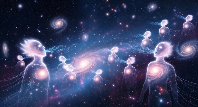 Cosmic consciousness connecting ethereal beings across the universe.