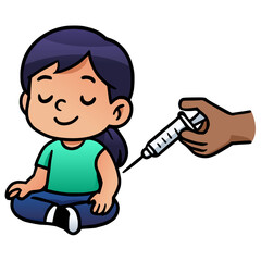 Girl getting vaccinated pediatric immunization vector illustration