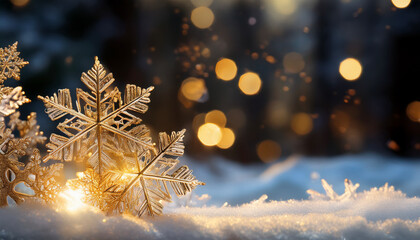 Winter Sparkle Close-Up  Generative AI