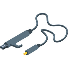 Gray Electric Cord With Two Connectors Isolated On White Background In Studio Lighting