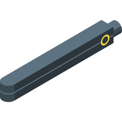 Gray Electric Device With Yellow Circle Detail Isolated On White Background Simple Minimalist Style