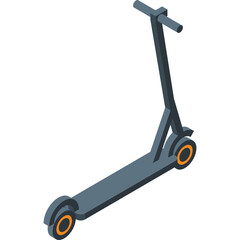 Gray Electric Scooter with Orange Wheels Isolated on White Background Minimalist Design