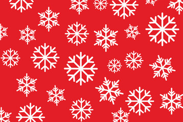 Vibrant, seamless pattern of various sized white snowflakes on a bright red background. High-contrast vector ideal for Christmas backgrounds, wrapping paper, and holiday greeting cards.