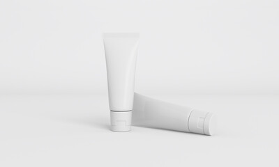 Isolated 3D mockup rendering of cosmetic tubes