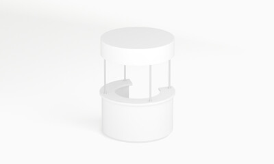 Round promotion counter with header isolated mockup top view