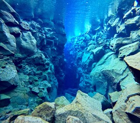 Underwater View of Silfra Fissure, Thingvellir National Park, Iceland