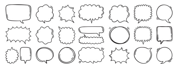 Obraz premium Hand drawn sketch speech bubble elements doodle dialog frames