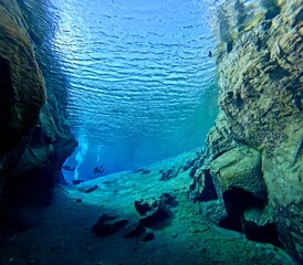 Underwater View of Silfra Fissure, Thingvellir National Park, Iceland