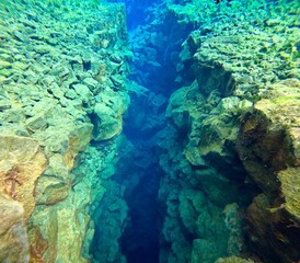 Underwater View of Silfra Fissure, Thingvellir National Park, Iceland