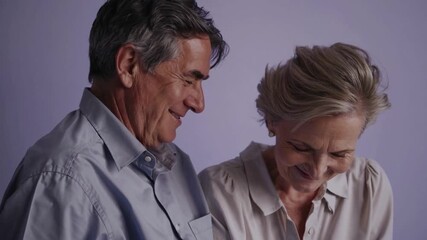 Smiling senior couple enjoying a warm and peaceful moment together