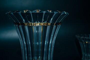 Elegant crystal vase with golden accents, showcasing intricate design and craftsmanship