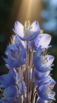 A microphotograph of a purple flower