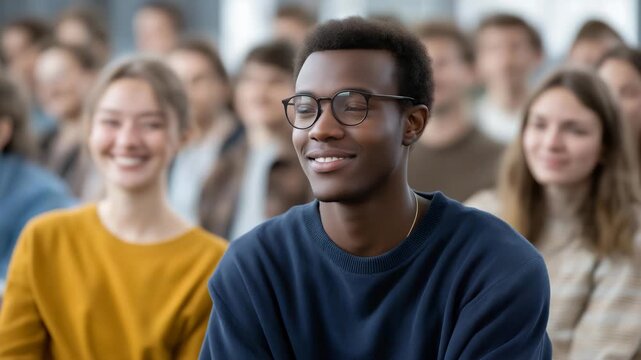 A diverse group of driving school students listening to a theory class about traffic rules and regulations, emphasizing education, inclusivity, and responsible behavior on the road. cinematic color
