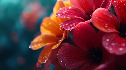 &ldquo;Floral Serenity: Warm Petals Against Cool Teal&rdquo;