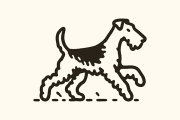 Airedale terrier walking simple line dog sketch vector illustration