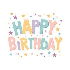 Colorful Pastel Happy Birthday Typography Vector