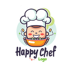 Cute Smiling Chef Logo for Restaurant, Bakery, or Cafe