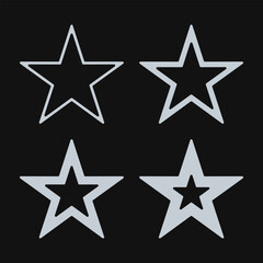 Rounded Hollow Silver Star Stroke Icons