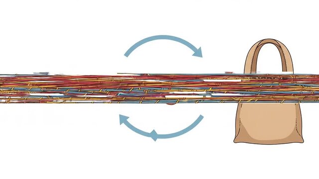 Illustration of a sewing machine thread spool system, demonstrating thread management for crafting bags