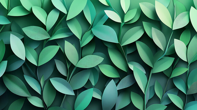 Fototapeta Leafy Green Serenity An Abstract Botanical Illustration for Calm and Natural Backgrounds
