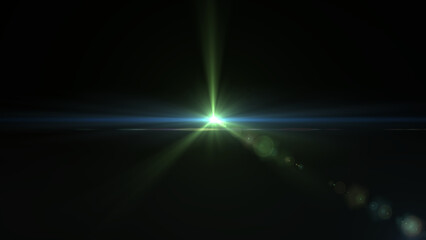 Dynamic abstract blue light ray in space with a star and motion effect, Lens flare overlay