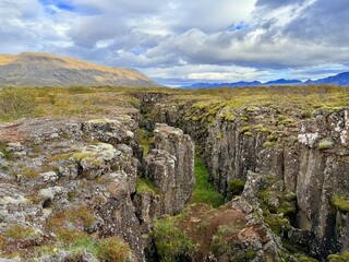 Scenic View of Almannagja Gorge, Thingvellir National Park, Iceland