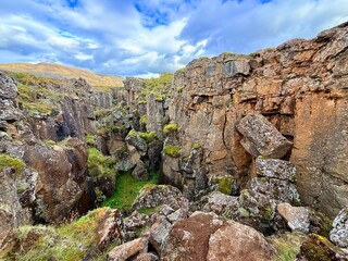 Scenic View of Almannagja Gorge, Thingvellir National Park, Iceland