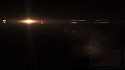 Stunning lens flare effect with golden hues shimmering and radiating light, perfect for adding a professional touch to your projects, creating a magical, dreamy atmosphere with vibrant light