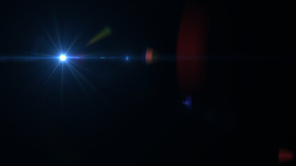 Dramatic lens flare effect with vibrant blue and red light, perfect for adding a cinematic touch to...