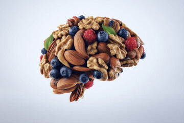 Obraz premium Healthy Brain Food Shape with Walnuts and Blueberries