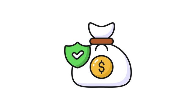 Money bag with safety shield, a concept of financial insurance icon in modern style