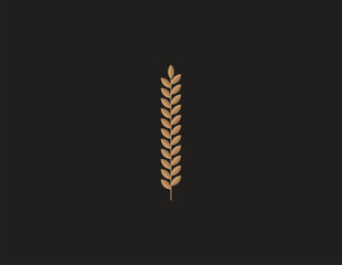 Golden Wheat Stalk Graphic Isolated on Black
