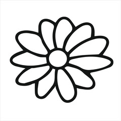 Simple Hand-Drawn Daisy Flower Outline Vector Illustration