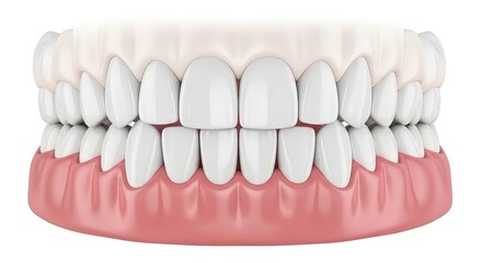 Fototapeta premium Complete Set Teeth 3D Rendering Human Mouth Anatomy Healthcare Presentation Education Poster Promotional Material for Dentistry and Oral Hygiene