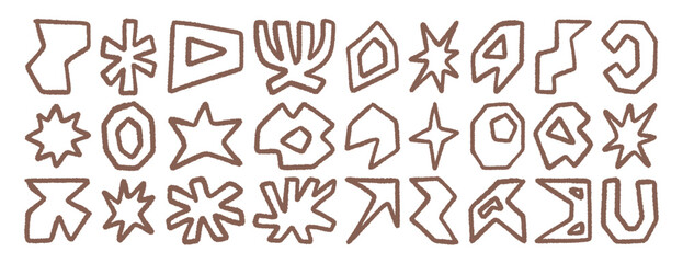 Abstract hand drawn shapes with rough brush stroke, minimal modern cutout style