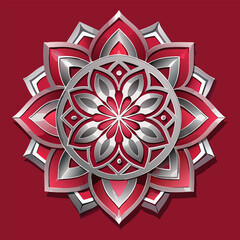 Red Background Mandala | Decorative Layered Vector Ornament”