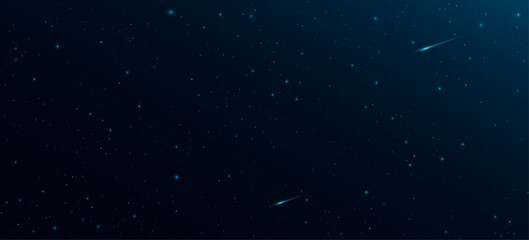 Starry sky background with falling meteors. Shining stars on the dark space. Abstract universe backdrop for wallpaper. Vector illustration. © sersupervector