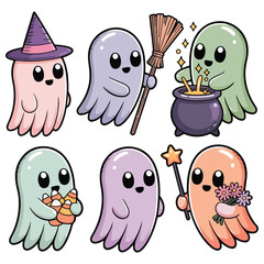 Sweet Ghost Witches Casting Spells