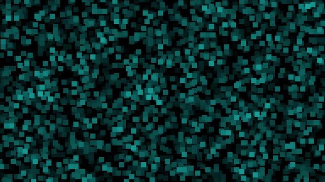Teal pixels scattered in abstract noise pattern for dynamic digital image photo on black surface. Abstract Teal Pixelated Noise Pattern on Black Background image photo.