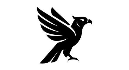 Stylized black silhouette of a majestic bird of prey with wings spread wide